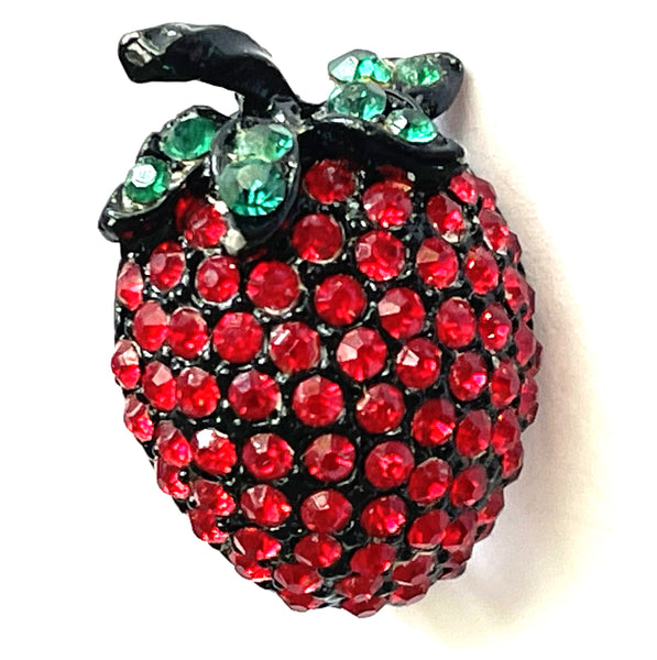 Strawberry Rhinestone Vintage Brooch and Earrings-Vintageonline-Vintage Online