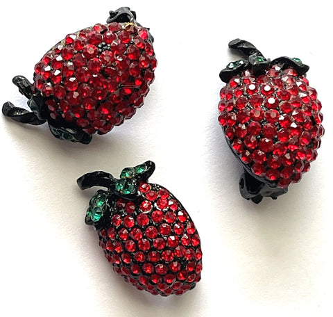 Strawberry Rhinestone Vintage Brooch and Earrings-Vintageonline-Vintage Online