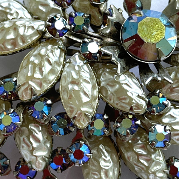 Stunning 60's AB Rhinestone & Blister Pearl Vintage Brooch-Vintageonline-Vintage Online