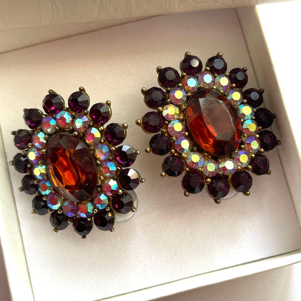 Stunning Designer Vintage Rhinestone Earrings-Vintageonline-Vintage Online