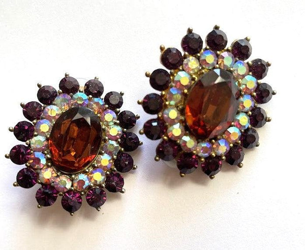 Stunning Designer Vintage Rhinestone Earrings-Vintageonline-Vintage Online