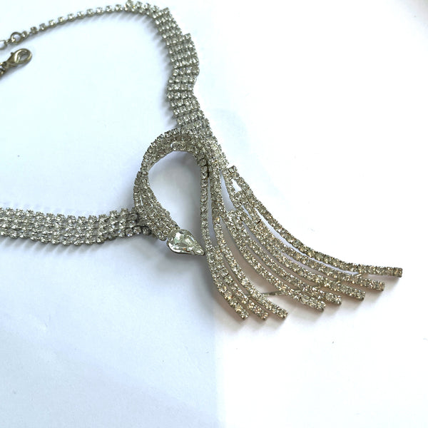 Swan Shape Rhinestone Vintage Choker Necklace-Vintageonline-Vintage Online