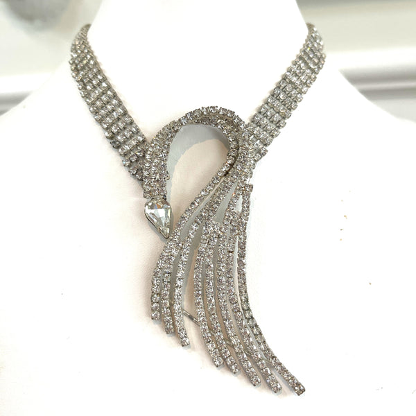 Swan Shape Rhinestone Vintage Choker Necklace-Vintageonline-Vintage Online