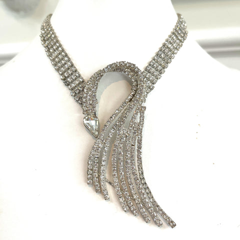 Swan Shape Rhinestone Vintage Choker Necklace-Vintageonline-Vintage Online