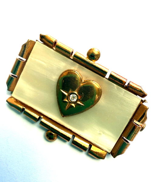 Sweetheart Vintage French Brooch-Vintageonline-Vintage Online