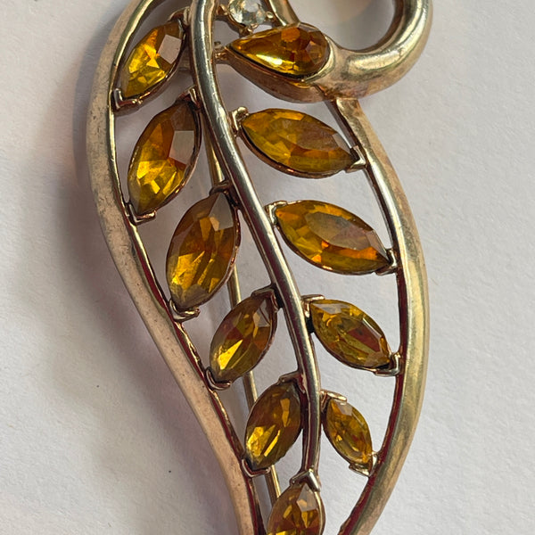 TRIFARI Pat Pending Vintage 1950's Topaz Rhinestone Brooch-Trifari USA-Vintage Online