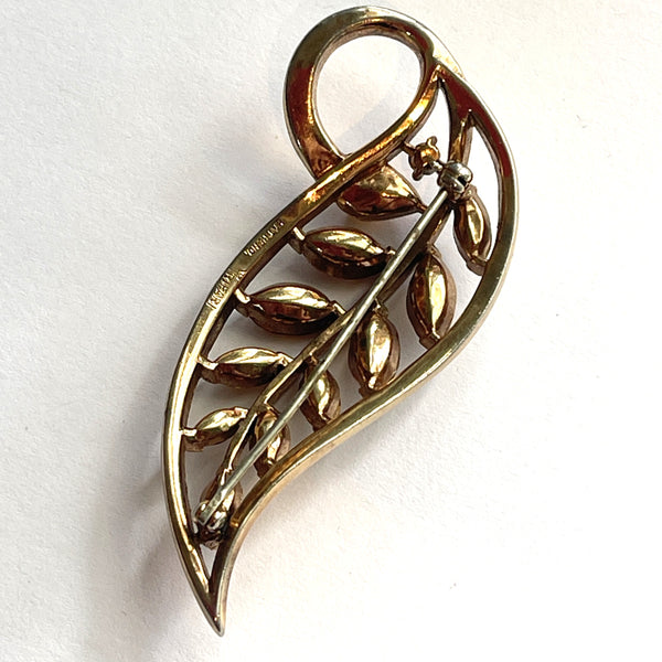 TRIFARI Pat Pending Vintage 1950's Topaz Rhinestone Brooch-Trifari USA-Vintage Online