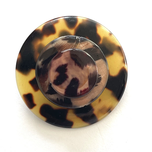 Tortoiseshell Design Resin Vintage Brooch-Vintageonline-Vintage Online