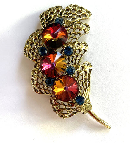 Translucent Rivoli Rhinestone Vintage Brooch-Vintageonline-Vintage Online