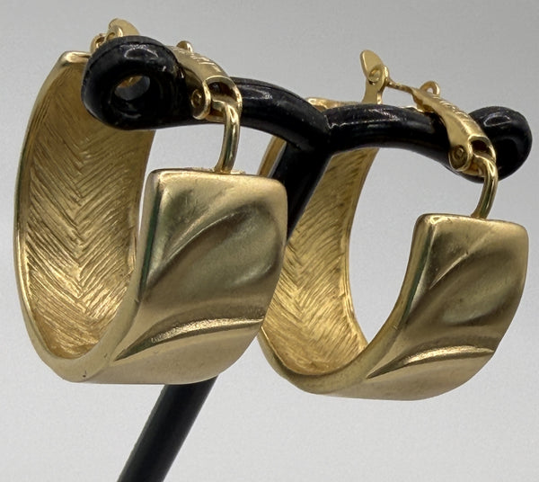 Trifari TM Brushed Gold tone 1980's Earrings-Trifari-Vintage Online