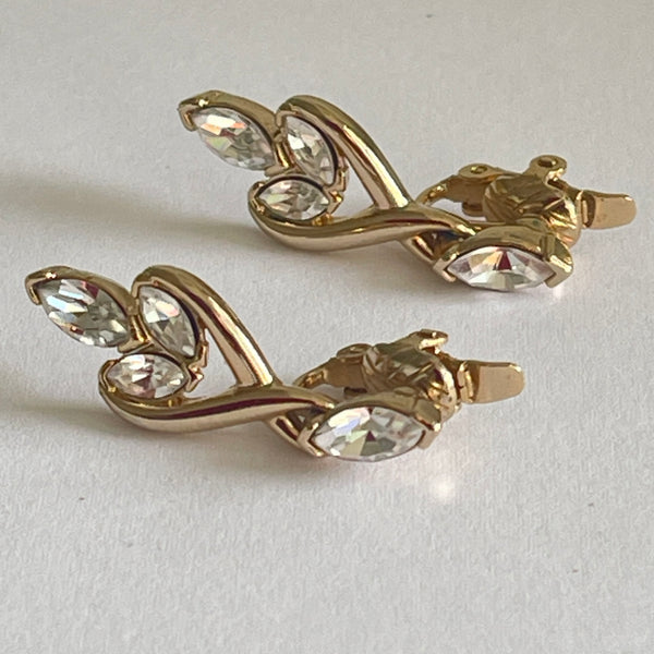 Trifari Vintage Rhinestone Earrings, Original Card-Vintageonline-Vintage Online