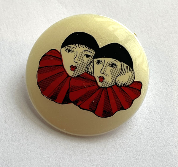 Twin Pierrot Vintage French Brooch-Vintageonline-Vintage Online