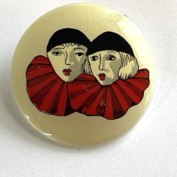 Twin Pierrot Vintage French Brooch-Vintageonline-Vintage Online