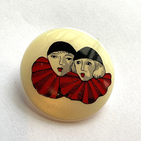 Twin Pierrot Vintage French Brooch-Vintageonline-Vintage Online