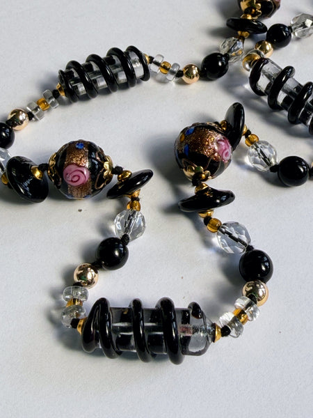 Venetian Murano Glass Vintage "Wedding Cake" Bead Necklace-Vintageonline-Vintage Online