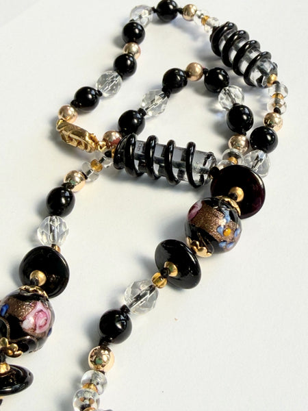Venetian Murano Glass Vintage "Wedding Cake" Bead Necklace-Vintageonline-Vintage Online