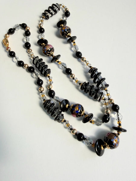 Venetian Murano Glass Vintage "Wedding Cake" Bead Necklace-Vintageonline-Vintage Online