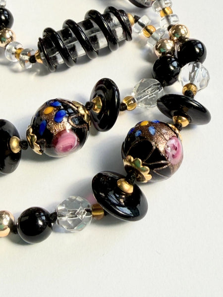 Venetian Murano Glass Vintage "Wedding Cake" Bead Necklace-Vintageonline-Vintage Online