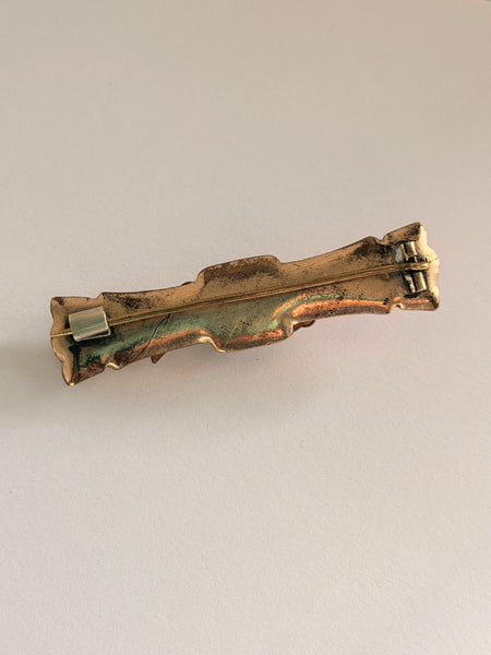 Victorian Garnet Faceted Gold tone Bar Brooch-Vintageonline-Vintage Online