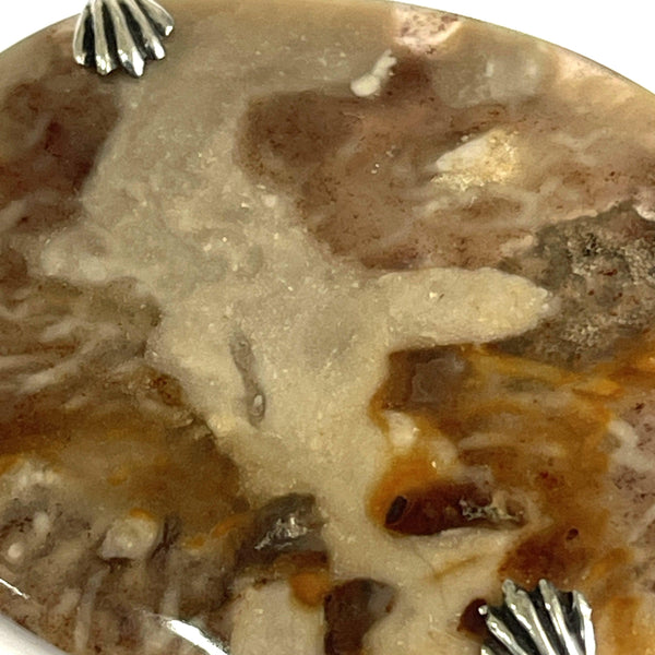 Victorian Jasper Gemstone Large Silver Brooch-Vintageonline-Vintage Online