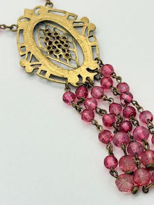 Victorian Revival Czech Style Brass Filigree Necklace-Vintage Online-Vintage Online
