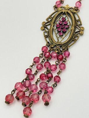 Victorian Revival Czech Style Brass Filigree Necklace-Vintage Online-Vintage Online