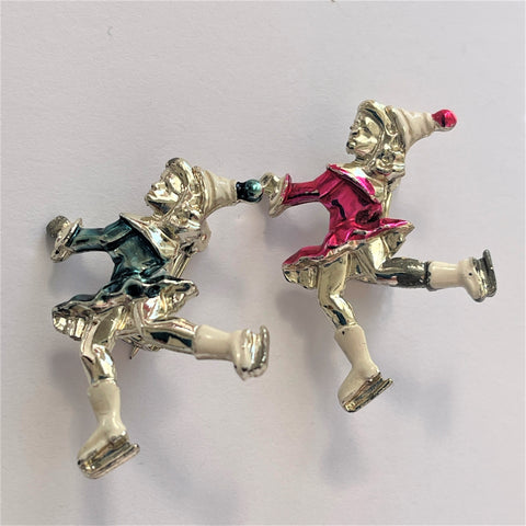 Vintage 1950's Skating Pair Brooches-Vintageonline-Vintage Online