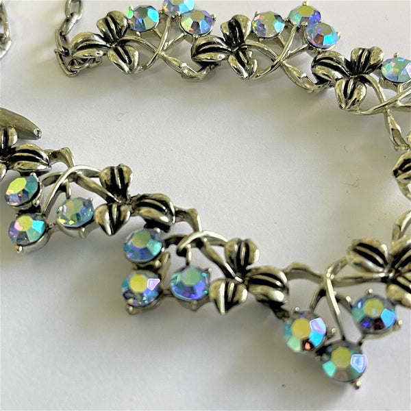 Vintage 60's AB Rhinestone Necklace & Earrings-Vintage Online-Vintage Online