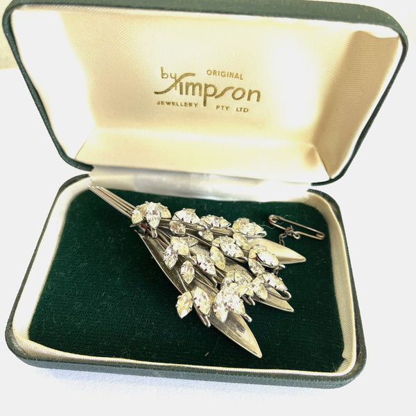 Vintage Floral Spray Brooch by Simpson, Jewel Craft 1950's, Original Box.-Donald Simpson-Vintage Online