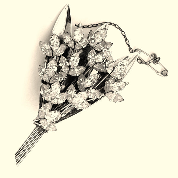 Vintage Floral Spray Brooch by Simpson, Jewel Craft 1950's, Original Box.-Donald Simpson-Vintage Online
