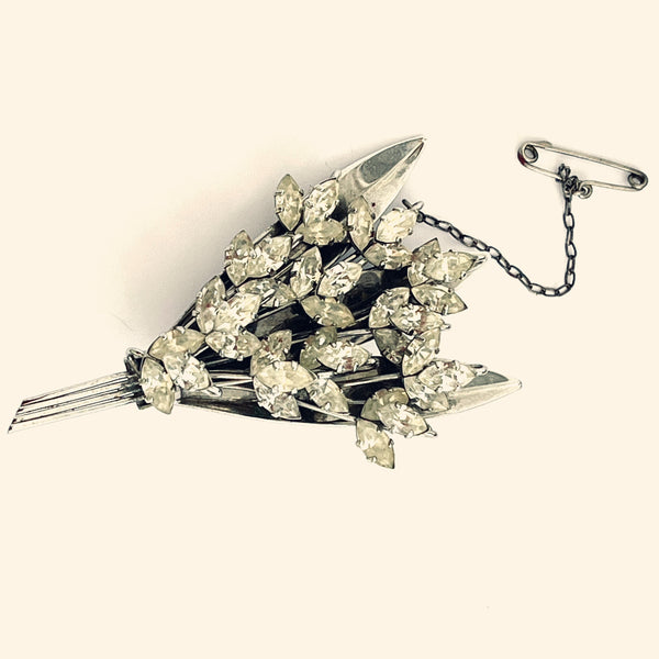 Vintage Floral Spray Brooch by Simpson, Jewel Craft 1950's, Original Box.-Donald Simpson-Vintage Online