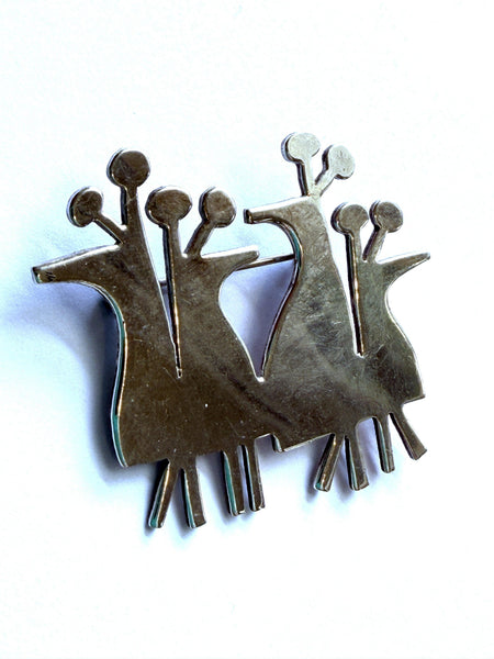 Vintage "Girls Night Out" Silver Brooch-Mik Stousland-Vintage Online