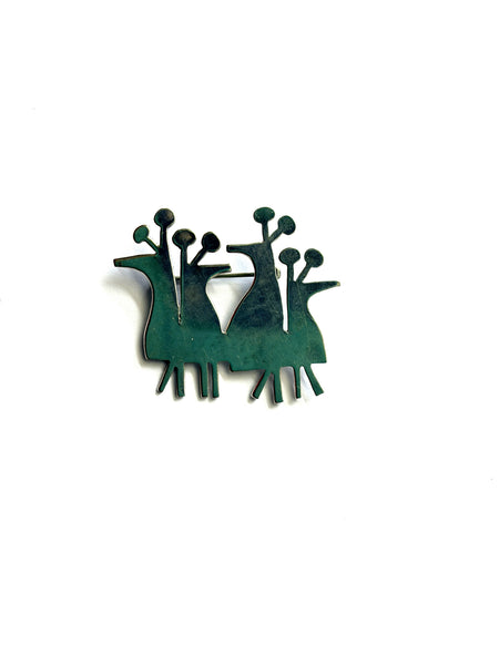 Vintage "Girls Night Out" Silver Brooch-Mik Stousland-Vintage Online