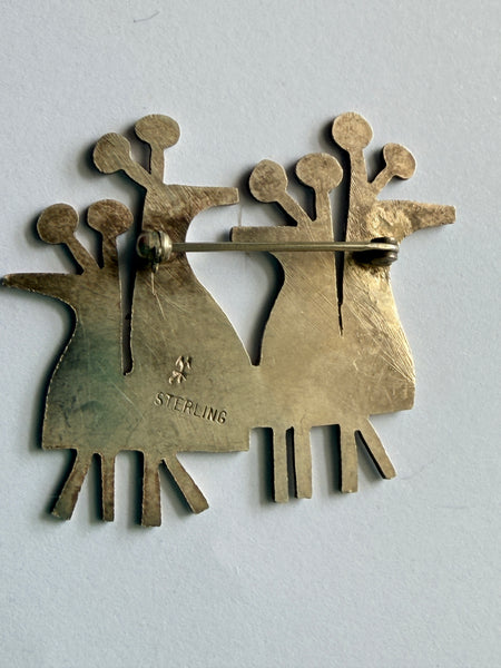 Vintage "Girls Night Out" Silver Brooch-Mik Stousland-Vintage Online