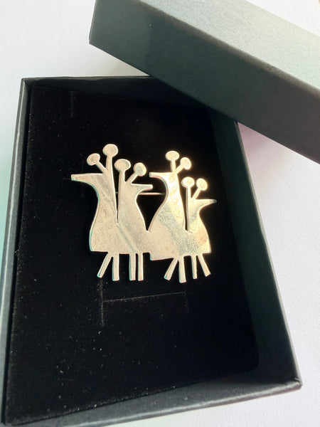 Vintage "Girls Night Out" Silver Brooch-Mik Stousland-Vintage Online