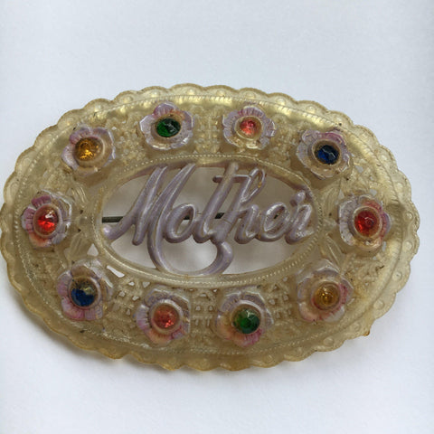 Vintage Lucite "Mother" Brooch  Vintage Online