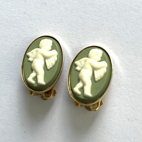Wedgewood Style Putti Earrings-Vintage Online-Vintage Online
