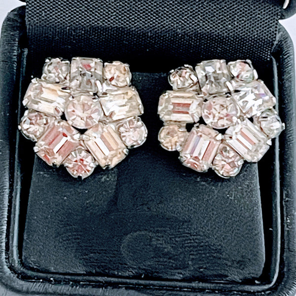 Weiss Vintage Rhinestone 60's Earrings-Weiss USA-Vintage Online