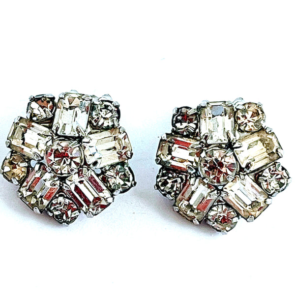Weiss Vintage Rhinestone 60's Earrings-Weiss USA-Vintage Online