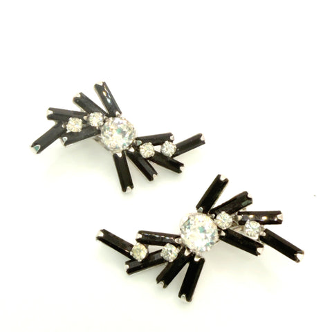 Weiss Vintage Rhinestone Climber Earrings-WEISS USA-Vintage Online
