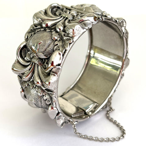 Whiting & Davis Modernist Hinged Bangle-Whiting & Davis-Vintage Online