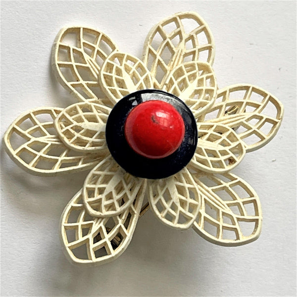 1940's Patriotic Daisy Brooch & Earrings Set-Vintageonline-Vintage Online