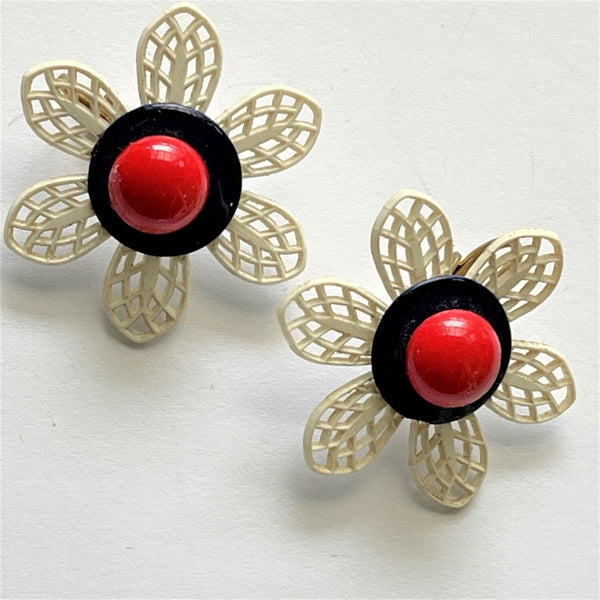 1940's Patriotic Daisy Brooch & Earrings Set-Vintageonline-Vintage Online