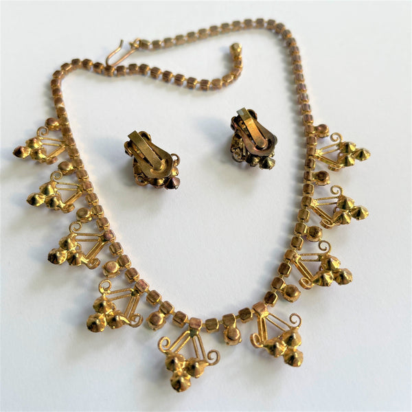 1950'S Cellinicraft Rhinestone AB Necklace & Earrings-Cellinicraft-Vintage Online