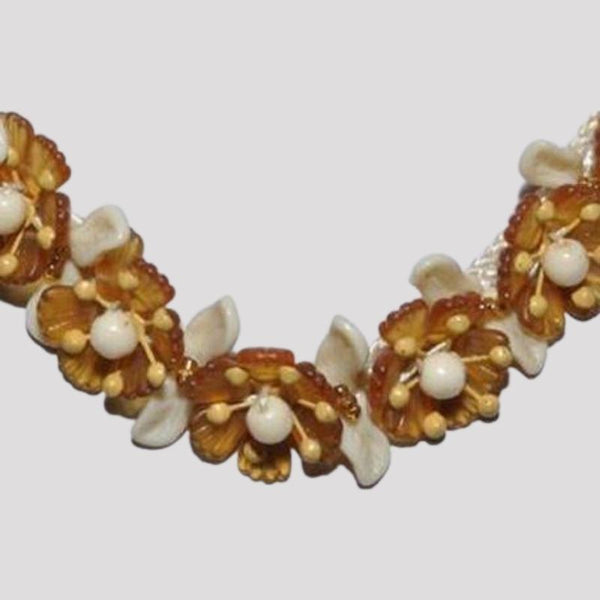 1950's Glass Bead Floral Necklace-Germany-Vintageonline-Vintage Online