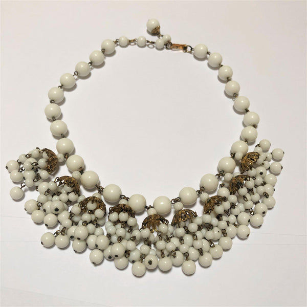 1950'S Milkglass Bead Vintage Necklace-Vintageonline-Vintage Online