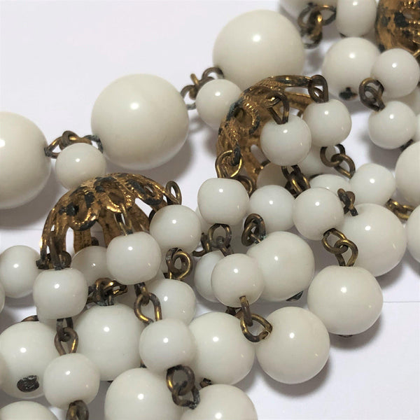 1950'S Milkglass Bead Vintage Necklace-Vintageonline-Vintage Online
