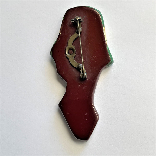 1950's Vintage Resin Lady Head Brooch-Vintageonline-Vintage Online