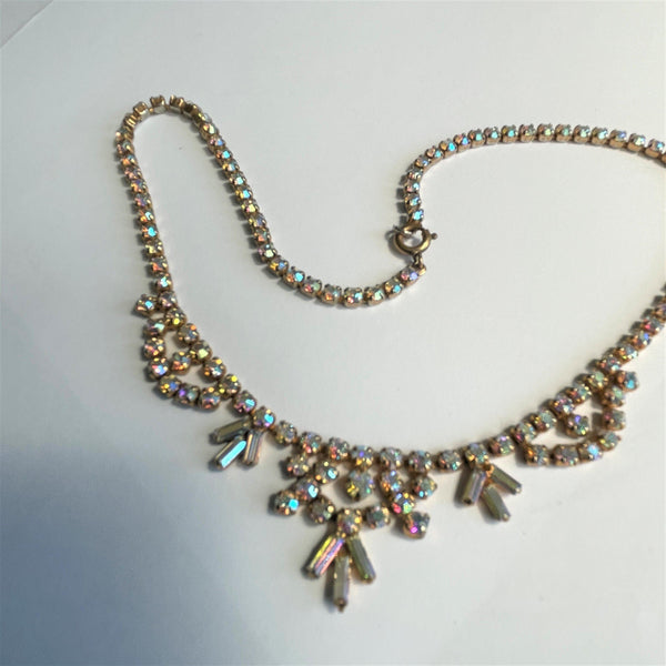 1960's Aurora Borealis Rhinestone Necklace-Vintageonline-Vintage Online