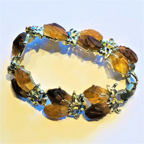 1960's Vintage Thermoset Lucite & Rhinestone Bracelet-Vintageonline-Vintage Online